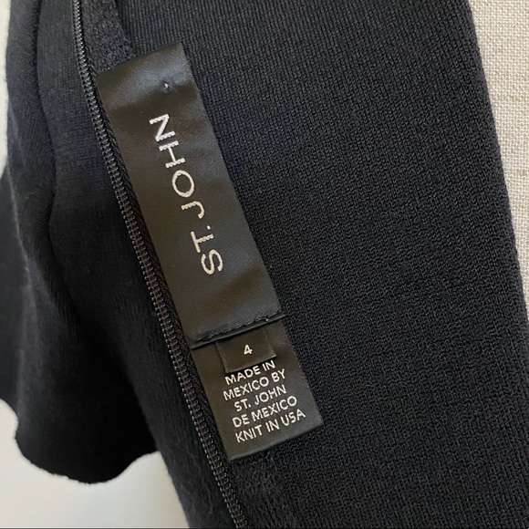 ⭐️ SOLD ⭐️ St. John Wool Blend Knit Key Hole Sheath Dress Size 4 Black - Picture 10 of 11